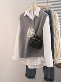 Style Embroidery Design Sense Coat V Collar Knitted Sweater Comfortable Sleeveless Vest New Waistcoat Shows Thin Leisure-Outfit