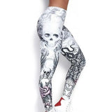 Women Fashion Skull Print High Waist Skinny Legging Pants Sexy Ladies Casual Long Jeggings Pant Trousers Black