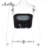 Fashion Summer Women Diamond Sleeveless Gradient Graphic Tube Corset Crop Top Sexy Skinny Streetwear Clothes