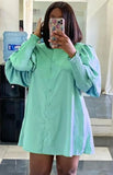 Casual Lantern Sleeve Mini Shirt