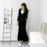 sets two piece sets womens outifits 2 piece set 2022 latest fashion maxi skirt korean outfit casual autumn stripe