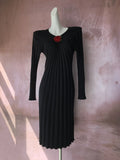 Toloer New Hand Hook Stereo Rose Knit Sweater Female Autumn Temperament Shows Thin V Collar Black Bottom