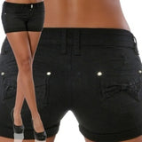 Shorts Women Summer High Waist Button Design Slim Fit Pants Sexy Female Skinny Short Jeans Blue Black Denim