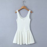 Spring Style Lace U-Collar Digital Printing Sports Style Slim Dress Short Skirt-Outfit