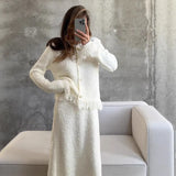 Retro Plush Horn Sleeve Sleeve Sleeve Shirt Single Buckle Embellishing White Brown Autumn And Winter Vintage Style