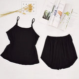 Pajamas for Women Summer Solid Sleepwear Sexy Pyjamas Set Tank Top Shorts