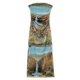 Autumn And Winter Women's Wear New Printed Silk Mesh Breast Dress 840587-Outfit