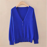 cardigan women spring plus size Solid color long sleeve short sweater coat female single-breasted casual tops jackets