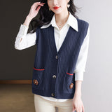 Horse Clip New 2024 Knitted Vest Jacket Women's Spring And Autumn Large Size Fashionable Sweater Vest Cardigan Trend-Outfit