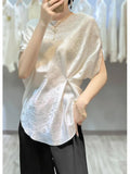 The Summer Of 2023, A Minority Design Feels French Blouses, Light Extravagance, Fashion, Aging, Beautiful New Chinese Style White Jacquard Shirts.-Outfit