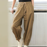 Pants Women Khaki Stylish Pockets Spring Solid Ankle Length Unisex Streetwear Solid Aesthetic Harem Trouser Chic Soft
