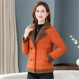 Autumn Winter Women Short Cotton Parka lambswool collar Cotton clothing Warm Jacket Plus size Female Wadded Outerwear