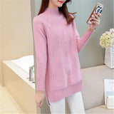 Knit Sweater Pullover Autumn Winter Clothes Korean Solid Long Sleeve Pull Warm Half Turtleneck Sweater Female Jumper