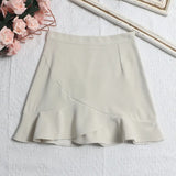 Shooting Small Lotus Leaf Side Fishtail Short Skirt Anti-Light High-Rise Thin A Word Bag Hip Skirt