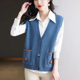 Horse Clip New 2024 Knitted Vest Jacket Women's Spring And Autumn Large Size Fashionable Sweater Vest Cardigan Trend-Outfit