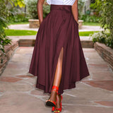 Waist A-line Skirt ZANZEA Women Skirts Summer Vintage Zipper Long Maxi Skirts Solid Irregular Beach Skirt Faldas Saia