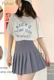 High Waist Short/Extended/Mid-length Skirts Vintage Solid Harajuku A-LINE Womens Korean Causal A-line Zipper Chic
