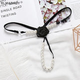 Pearl Beading Rose Thong Tranparent Low Waist Crotch Open Massage Underwear G-String Hot Hollow Out Lingerie Panties