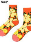 Happy Socks Man Creative Flower Flowers Pattern Funny Socks Casual Comfort Cotton High Quality