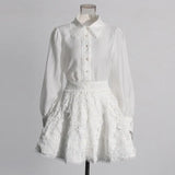 Temperament Elegant Wind Two Sets Of 2025 Summer New Single-Dbutton Shirt Lotus Leaf Side Short Skirt Suit