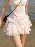 Lace Sweet Skirts Women Designer Patchwork Cute Mini Skirts Female Korean Fashion Ruffle Flounce Kawaii Party Skirts