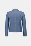 Detail Mock Neck Zip-Back Denim