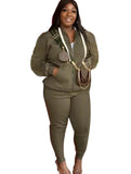 Plus Size Casual Zipper Hoode Two Piece