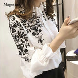 Korean Blouse 2020 Fashion Flower Female Clothing Shirt Cotton Embroidered Tops Korean Style Fresh shirt 529E
