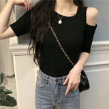 Summer New Korean Version Of The Slimmed Inside The Bottom T-Shirt Sexy Hollow Individual Knitted