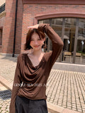 Does Not Return] Xiu Xixi 2025 Autumn Swing Bottom Knitted Long-Sleeved T-Shirt Top