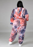 Tie Dye Hoody Top and Pants Plus Size Two Piece