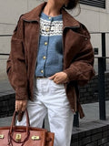 2025 Women's Hot Sale Velvet Brown Loose Casual Jacket