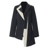 New Heavy Industry Splicing Bump Color Irregular Tailoring Blazer Top Female
