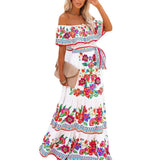 And Summer 2025 New Shoulder-To-Shoulder Red Flower Printing Long