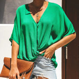 Sleeve V Neck Linen Cotton Women Blouse Kink Oversize Solid Chiffon Irregular Loose Ladies Blouses 2021 Summer