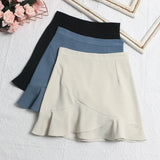 Shooting Small Lotus Leaf Side Fishtail Short Skirt Anti-Light High-Rise Thin A Word Bag Hip Skirt
