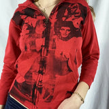 Y2K Print Gothic Black Hoodies Women Long Sleeve Casual 2021 Autumn Winter Zip Harajuku Sweatshirt Vintage Fashion