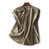 And South Korea 2025 Summer New Heart Machine Details Collar Refreshing Tian Silk Mixed Spinning French Small