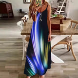 Summer Color Sling Dress Sleeveless Creative Loose Waist Digital Print Temperament