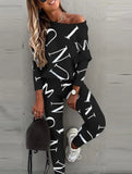 Letter Print Casual Shirt and Pants 2pc