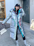 Glossy Parka Snow Coat Women's 2022 Fashion Thicken Winter Hooded Loose Long Jacket Female Windproof Rainproof Warm