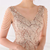 Modest V-neck Sleeveless Sequined Mini Slit Club