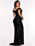 Sweetheart Slit Pleated Long Evening