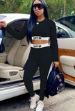 Letter Print Tight Cropped Top and Pants 2pc