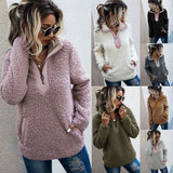 year autumn and winter zipper pocket high neck long sleeve women's blouse