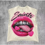 Spring And Summer New Popular Round Neck Vest Mouth 69 Neck And Shoulder Point To Do
