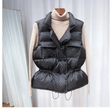 Light Winter Vest Women Short Bodywarmer Windproof Lightweight Outerwear Black Gilets Female White Sleeveless