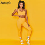 2021 Sexy Casual Women Sport Tie dye Yellow Set Summer Tops And Bodycon Biker Pants Two Piece Sets Tracksuit
