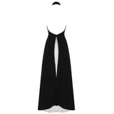 Sexy Two Piece Set Women Halter Sleeveless Open Back Top High Waist Pleated Maxi Skirt Slim Women's Suit Summer