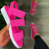 Sandals 2021 Summer Shoes Casual Slip On Elastic Band Ladies Flats Woman Fashion Platform Plus Size Footwear Female